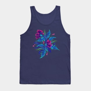 Ferns and Parrot Tulips - Blue / Pink Tank Top